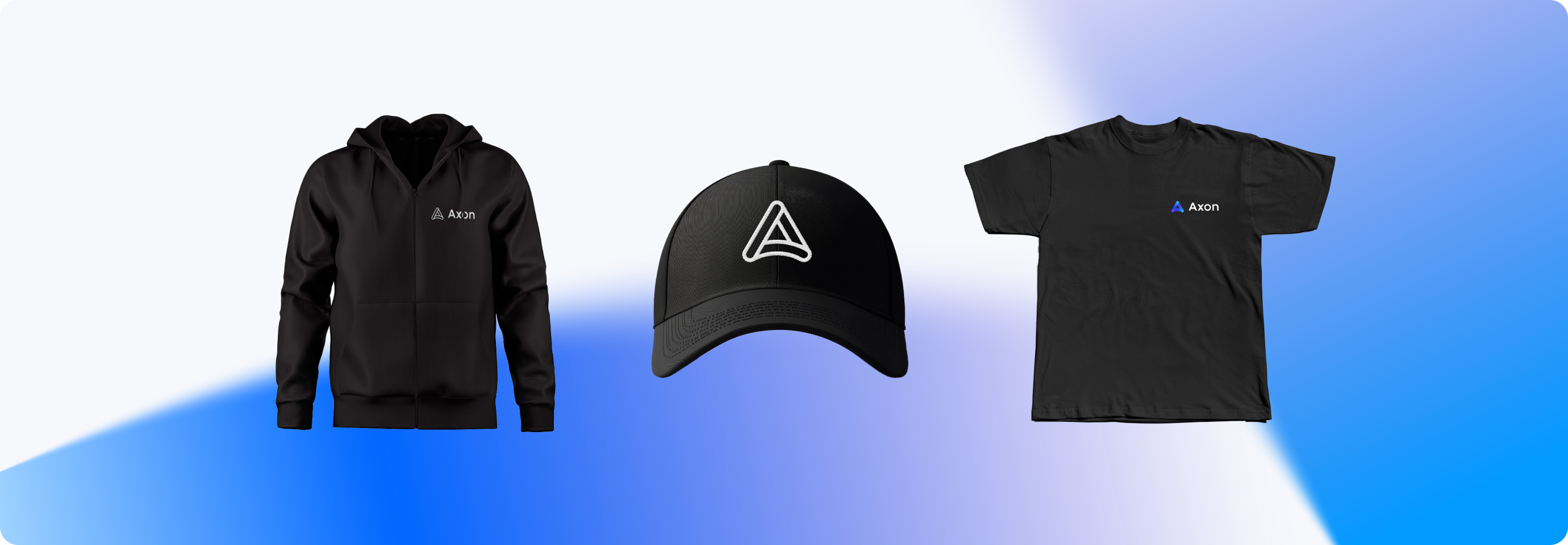 Axon Merch Store hero banner showcasing branded products