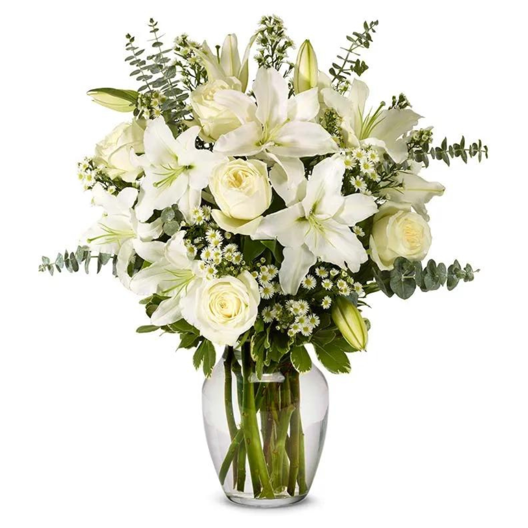 Image of With All Our Sympathy Lily Arrangement, Standard