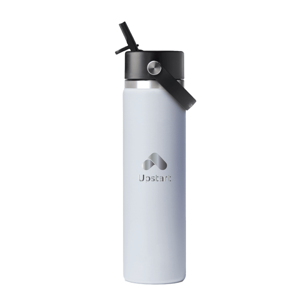 Image of Wide Mouth 24oz Bottle with Flex Straw Cap, White