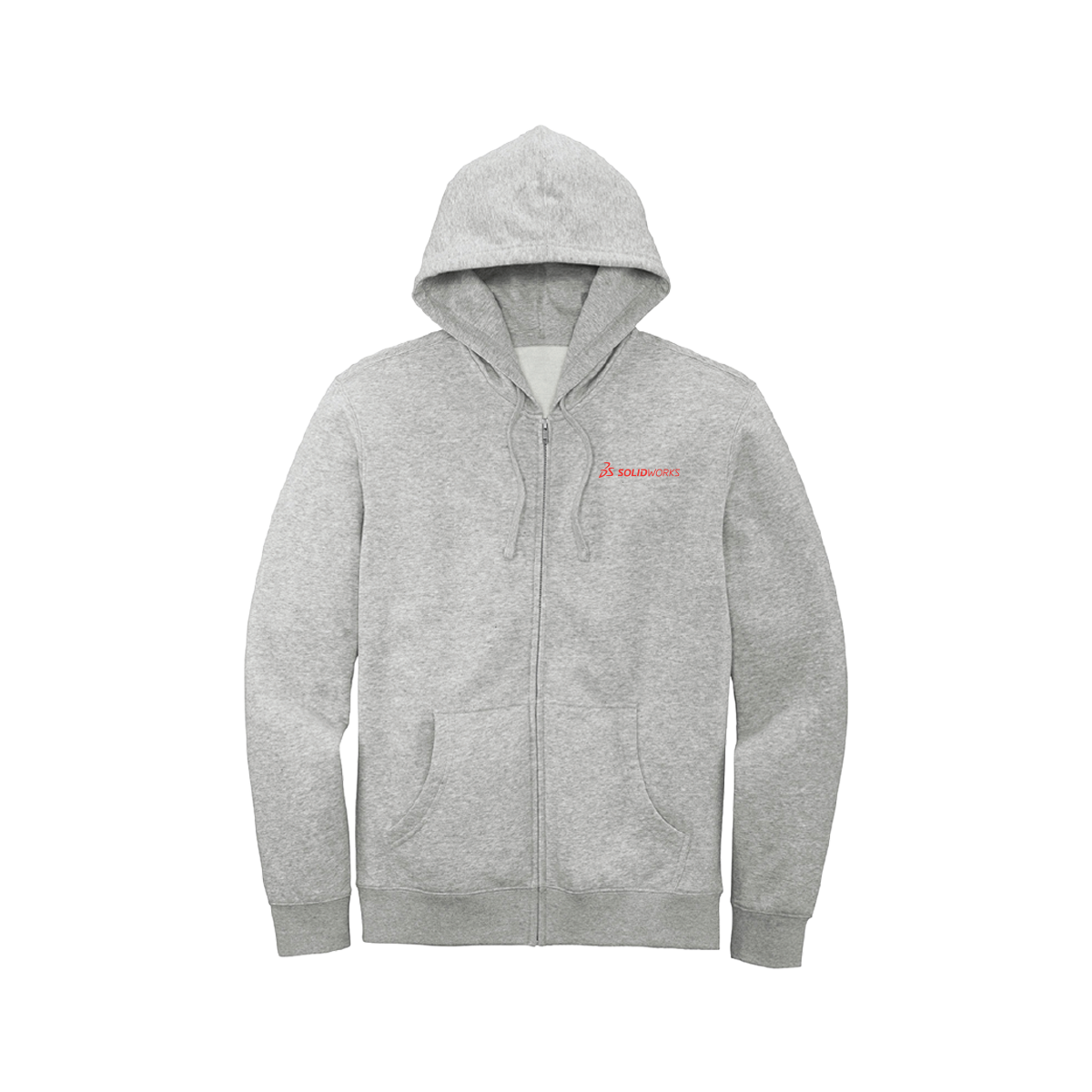 Image of Full Zip Hoodie – Gray with Red Logo, Light Heather Grey / S