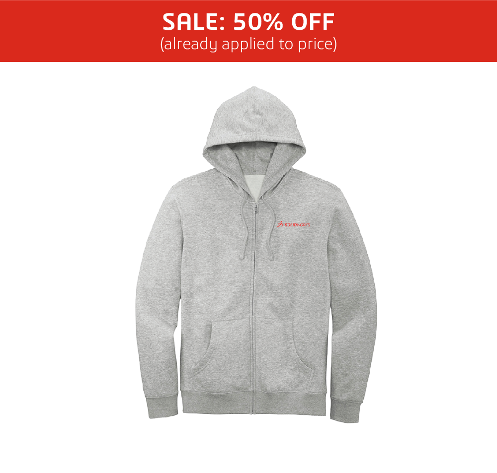 Image of Full Zip Hoodie – Gray with Red Logo, Light Heather Grey / S