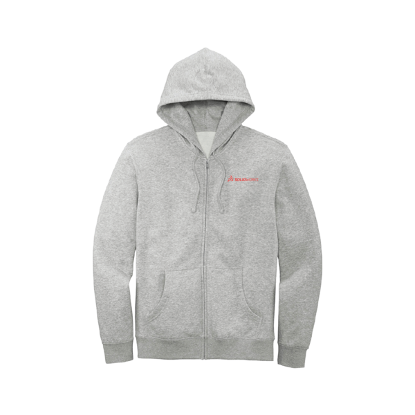 Image of Full Zip Hoodie – Gray with Red Logo, Light Heather Grey / S