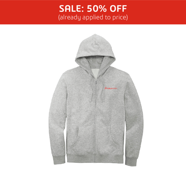 Image of Full Zip Hoodie – Gray with Red Logo, Light Heather Grey / S