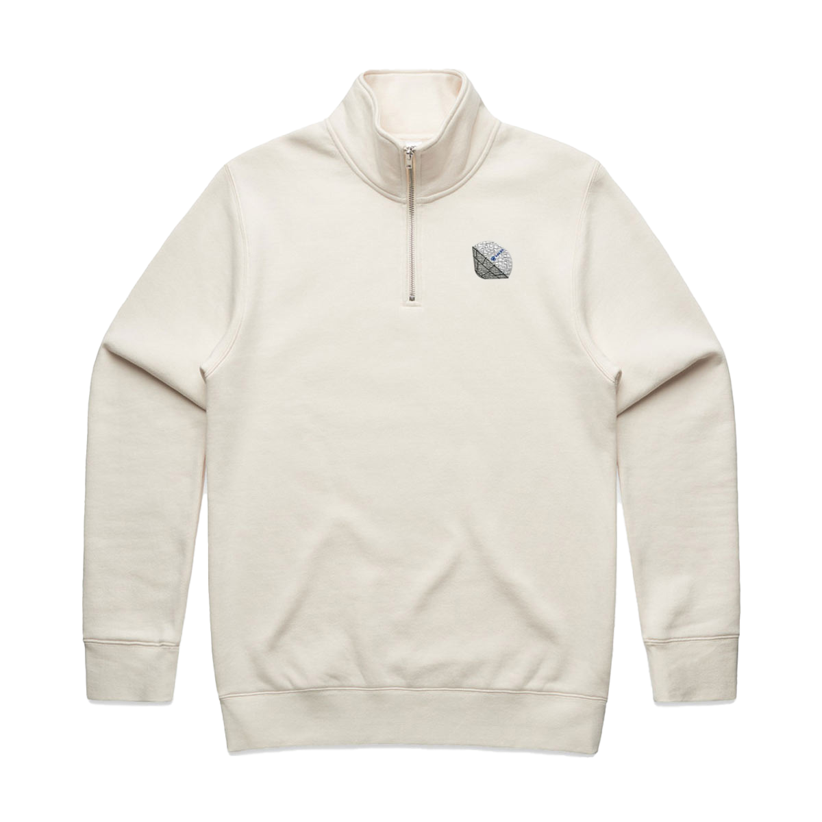 Image of Embroidered Half Zip Crew, Ecru / L