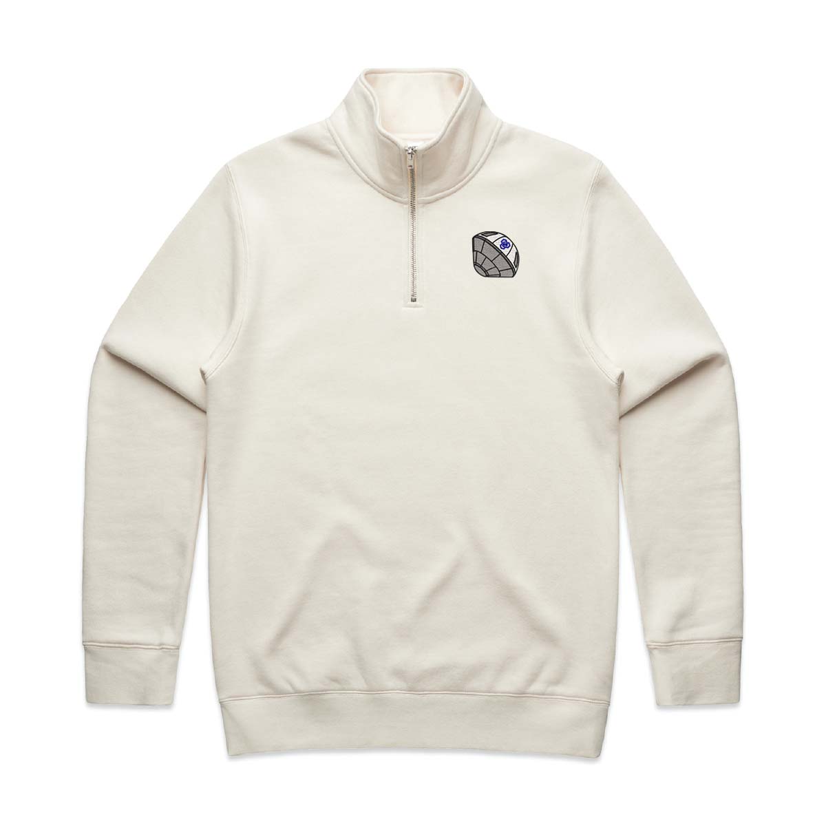 Image of Embroidered Half Zip Crew, Ecru / L