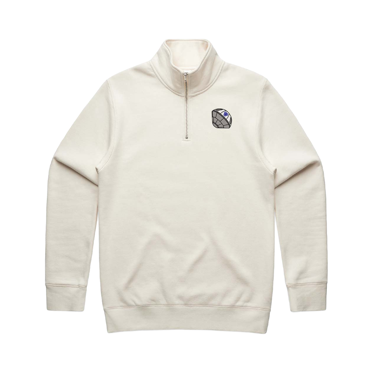 Image of Embroidered Half Zip Crew, Ecru / L