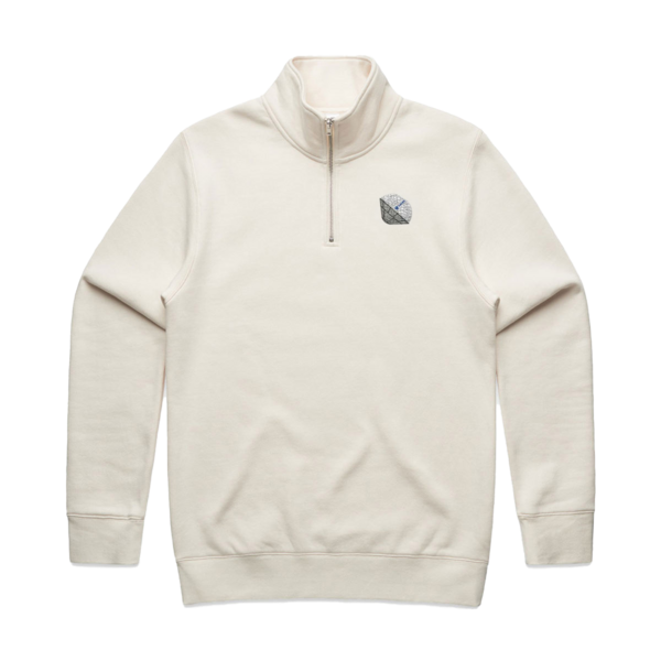 Image of Embroidered Half Zip Crew, Ecru / L