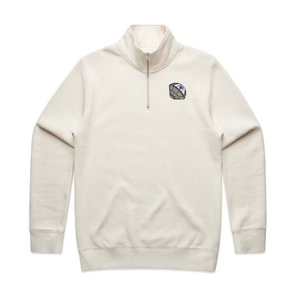 Image of Embroidered Half Zip Crew, Ecru / L