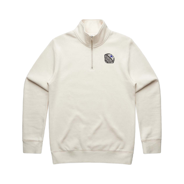 Image of Embroidered Half Zip Crew, Ecru / L