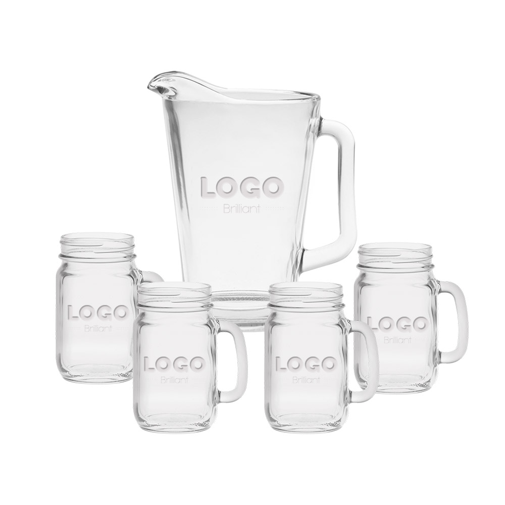 Brilliant Pitcher and Mason Jar Glass Set